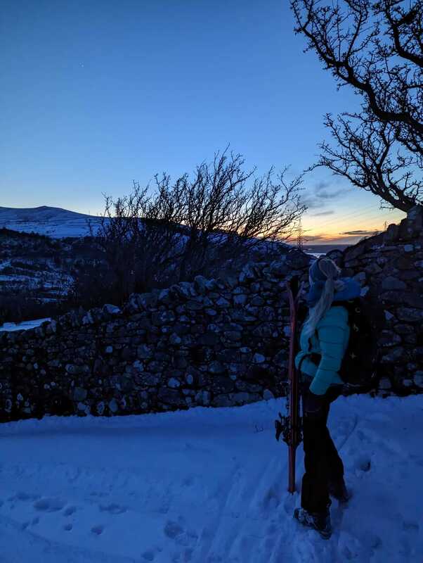 Sunset after a day of Welsh ski touring
